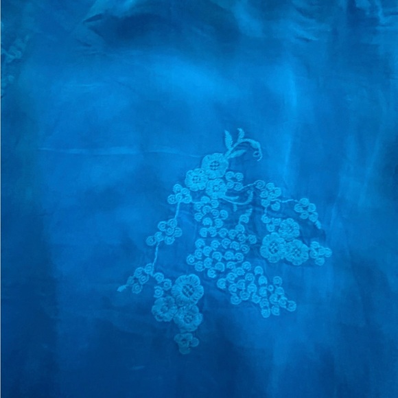 Johnny Was Turquoise short sleeve boho embroidered tunic hanker-chief top XL - Picture 6 of 11